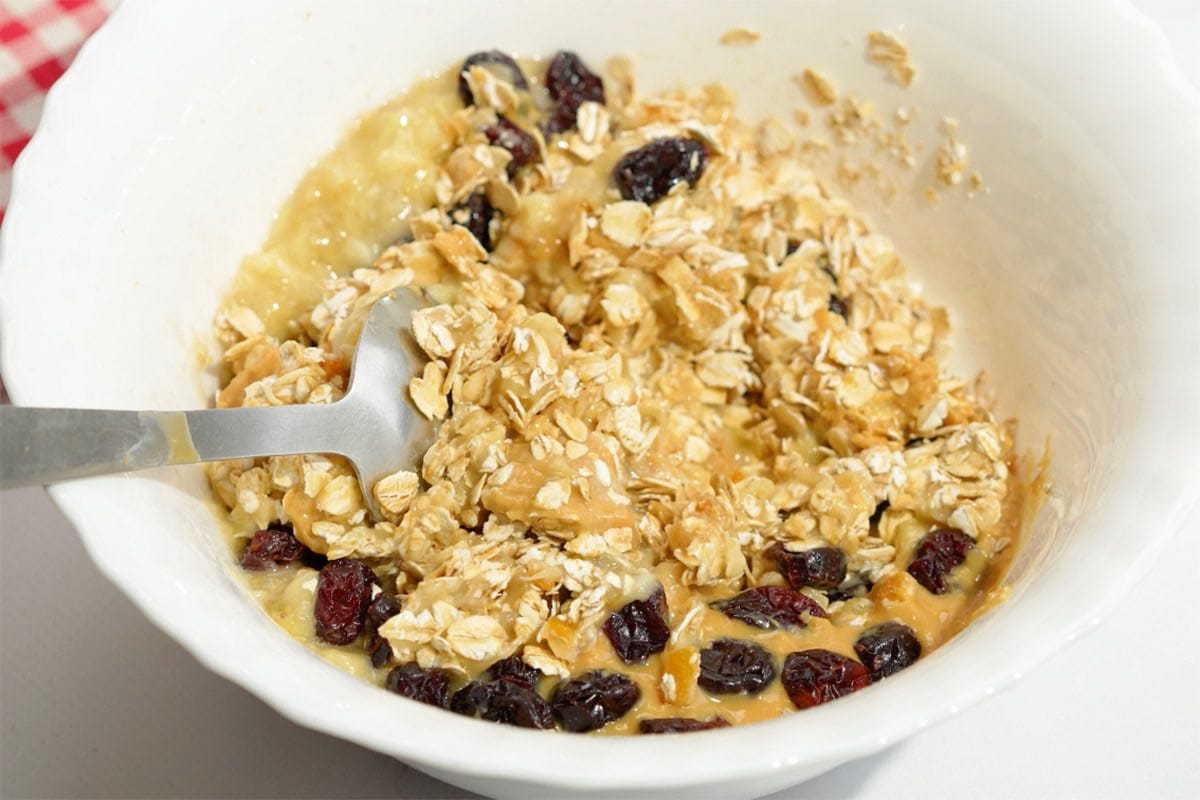 cookie mixture in a mixing bowl.