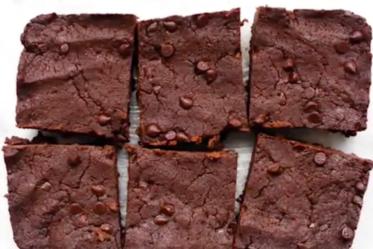 baked and sliced sweet potato brownies.