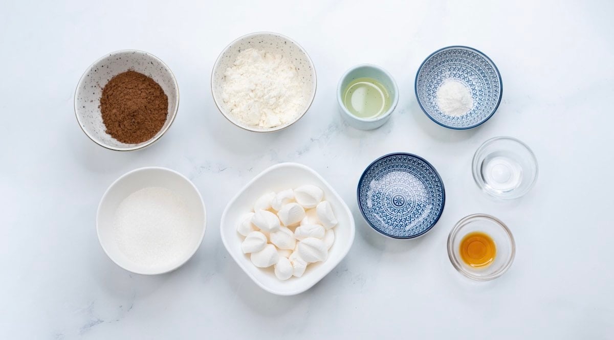 ingredients for hot chocolate mug cake.