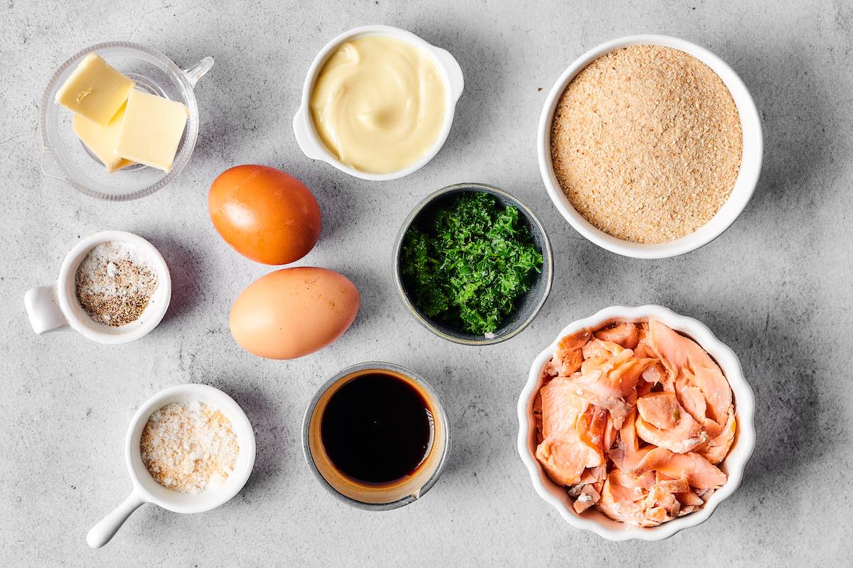 ingredients for keto salmon patties.