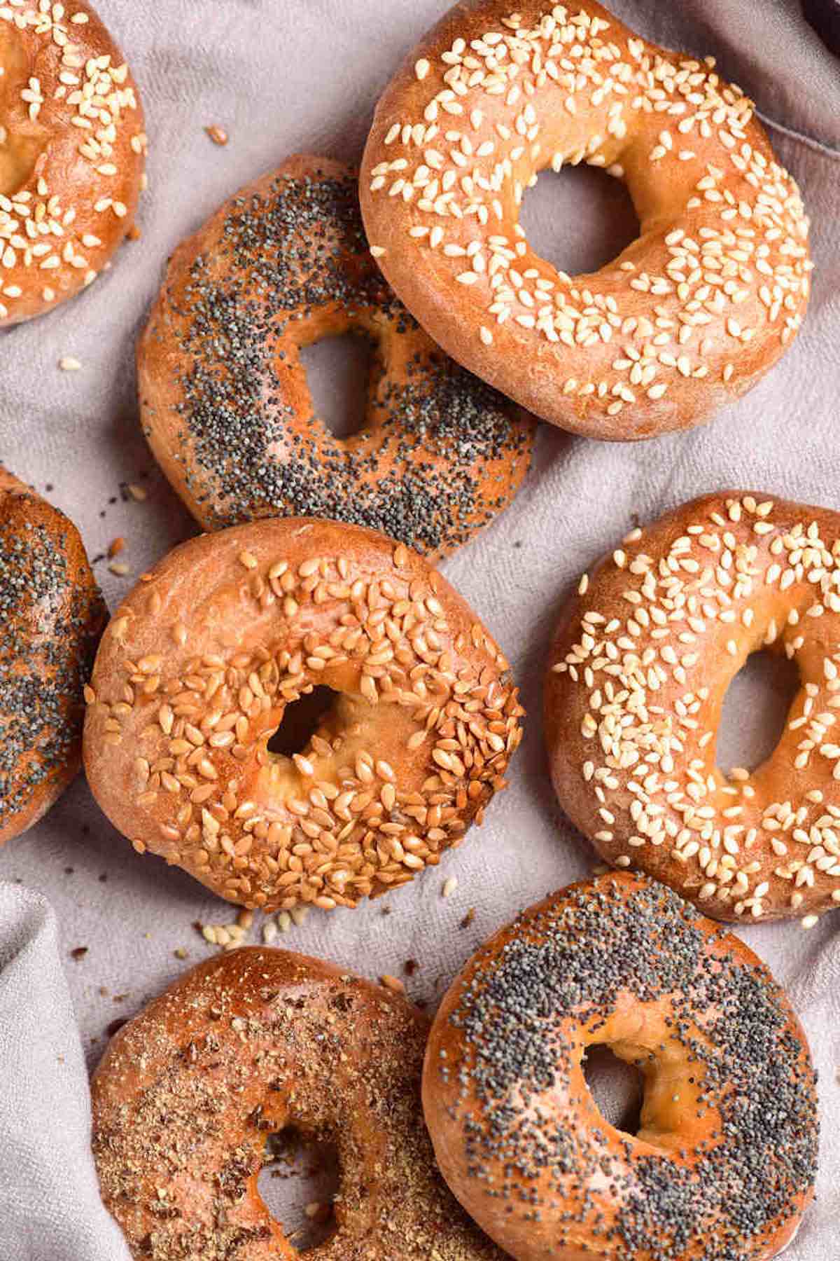 high protein bagels in a serving bowl.
