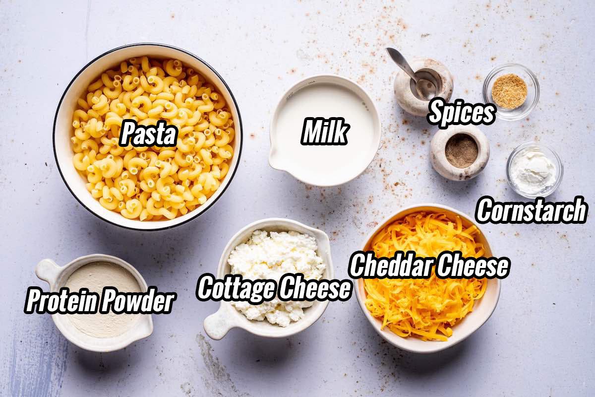 ingredients for protein mac and cheese.