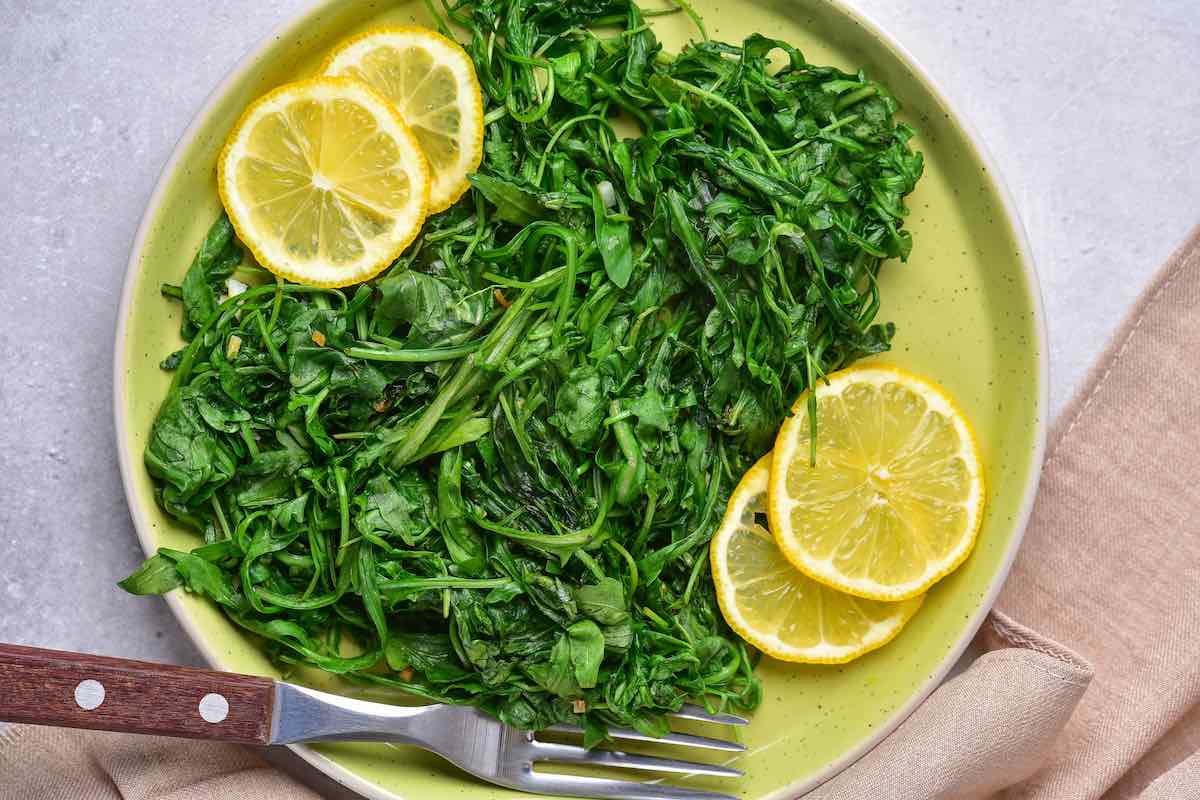 freshly sauteed arugula with lemon.