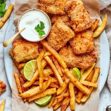 air fryer fish and chips.