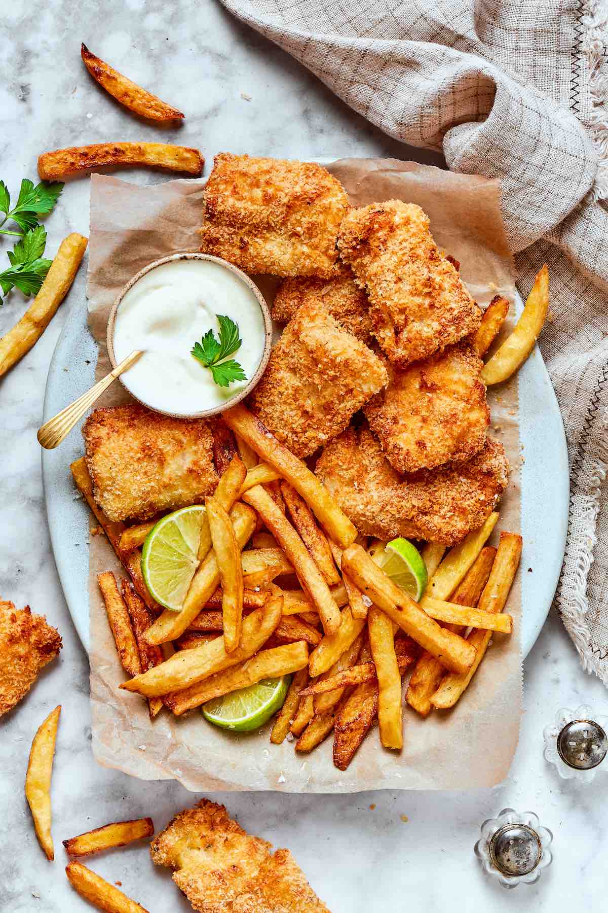 air fryer fish and chips.