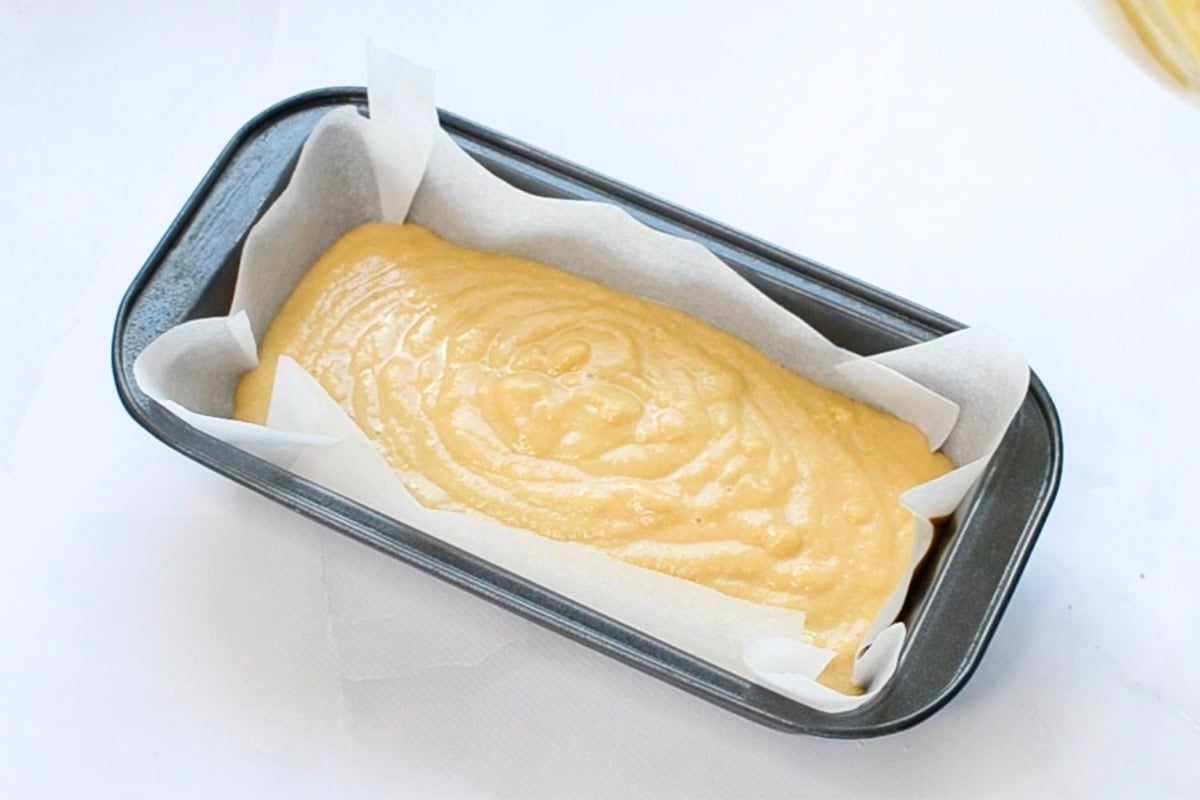 batter in bread tin.