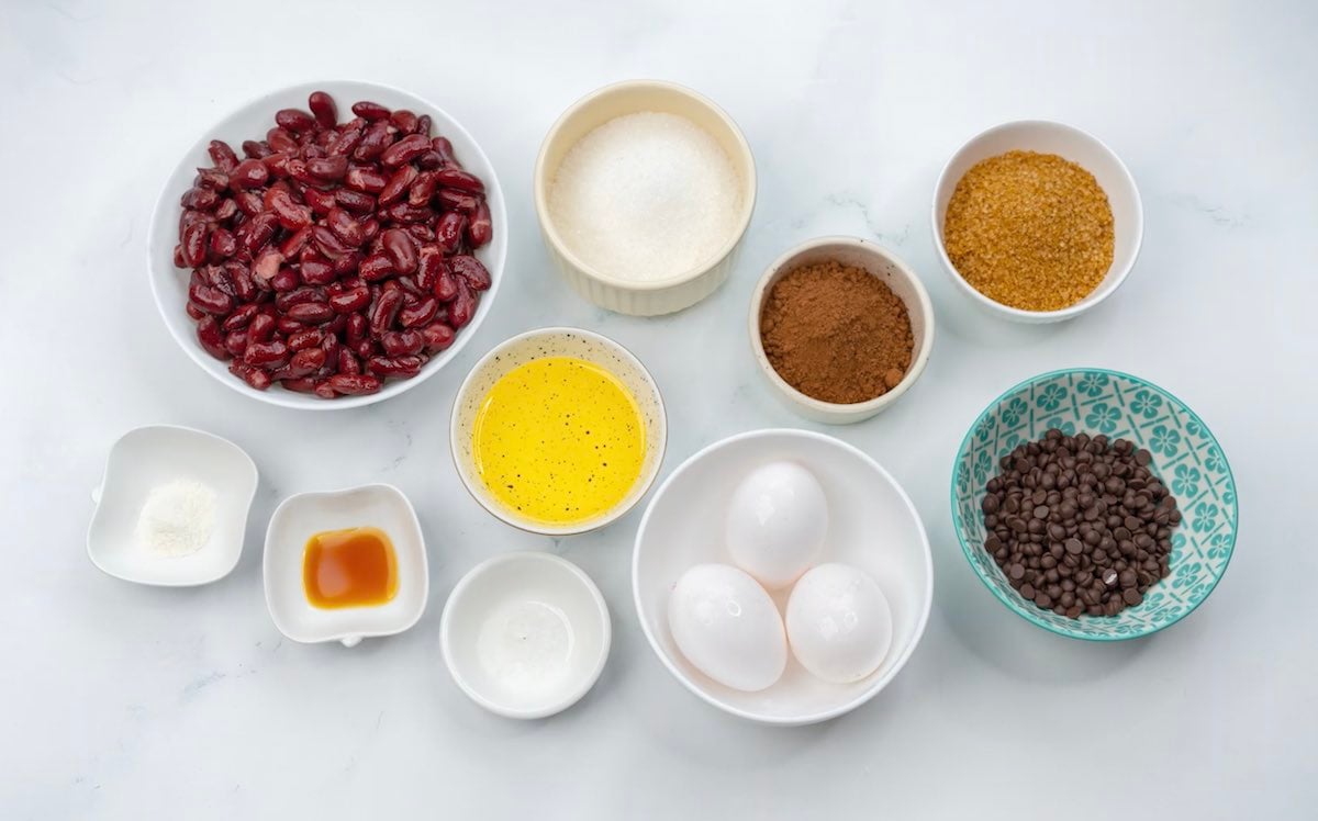 black bean brownie recipe ingredients.