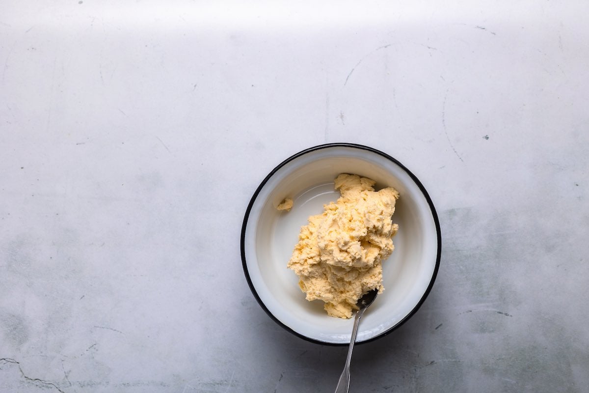 butter cookie dough in a bowl.
