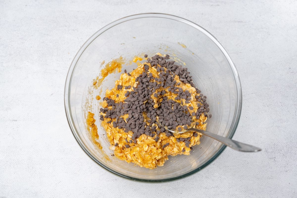 chocolate chips added to cookie dough.