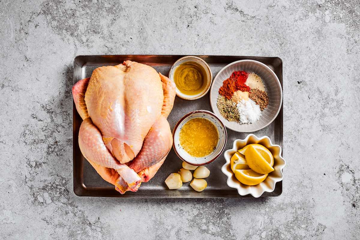 ingredients for Dutch oven roast chicken.
