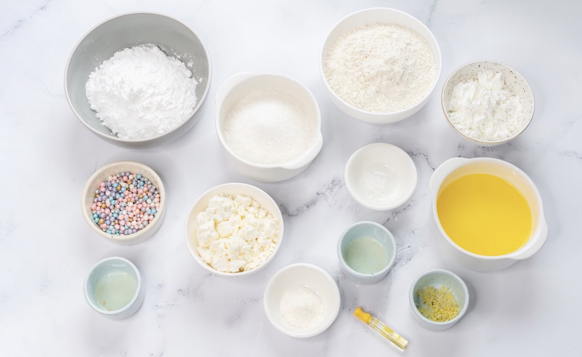 ingredients for ricotta cheese cookies.