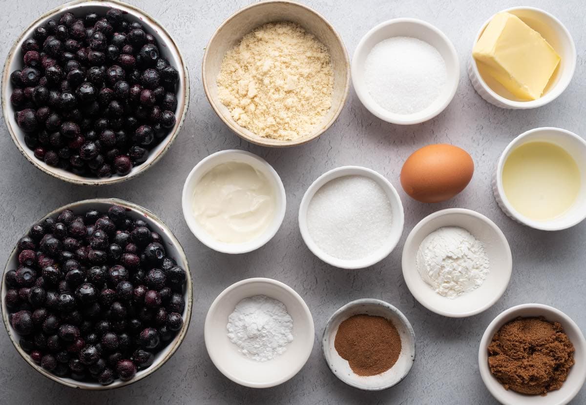 keto blueberry cobbler ingredients.