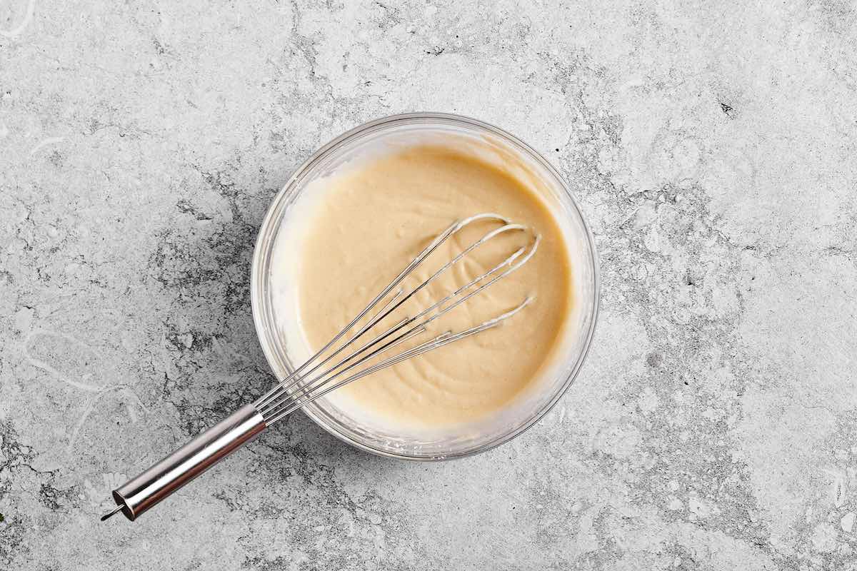 pancake batter in a bowl.