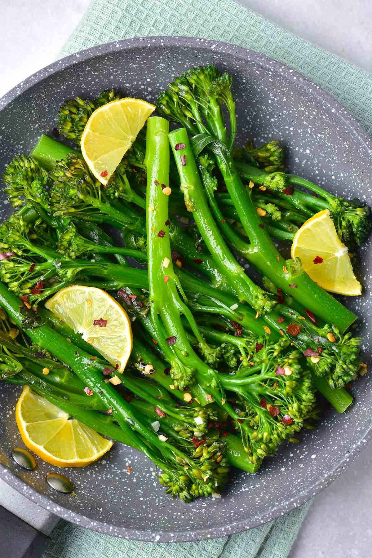 sauteed broccolini with fresh lemon and chili.