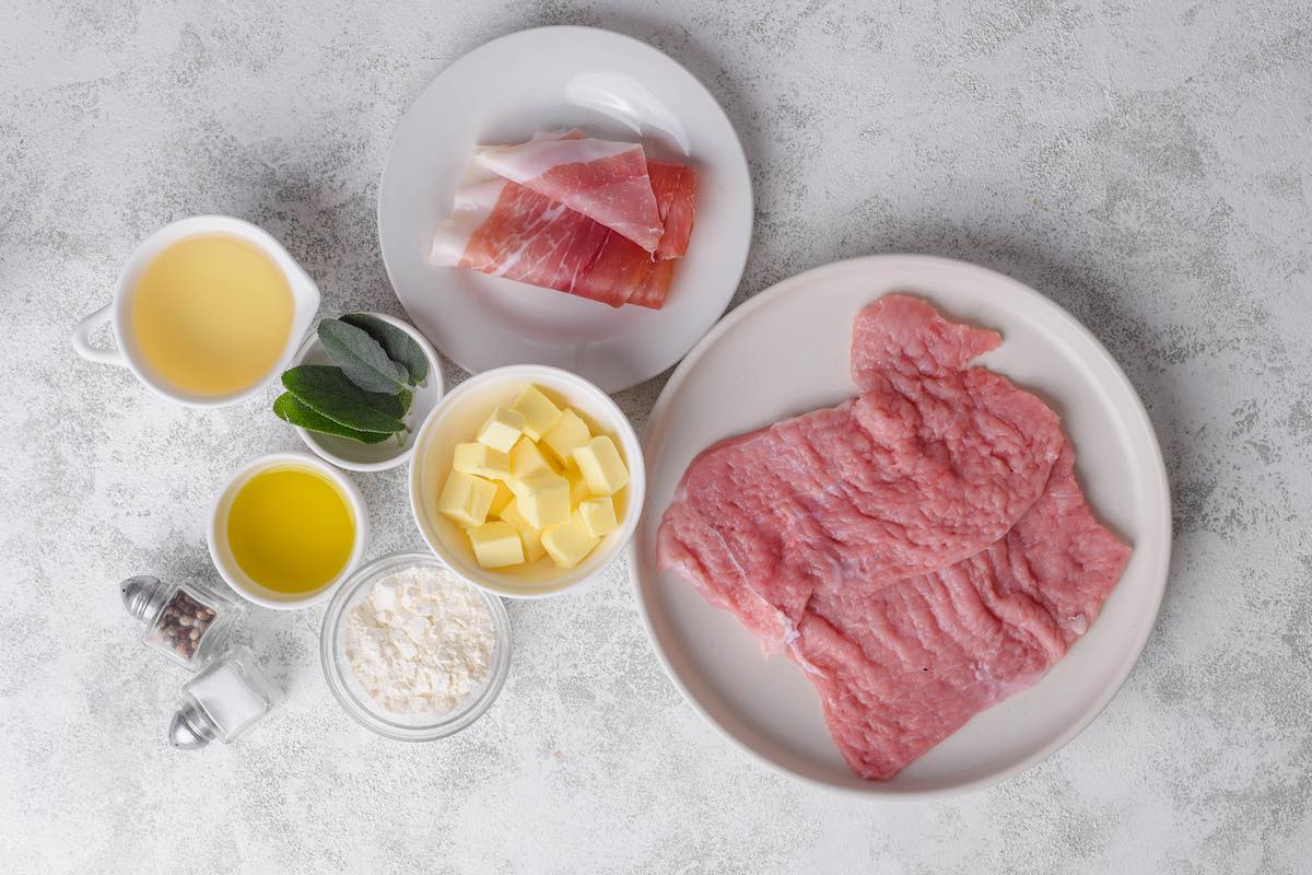 ingredients for veal saltimbocca.