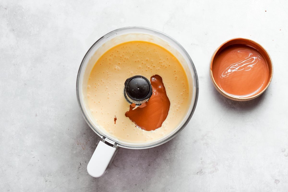 melted chocolate added to cottage cheese mixture.