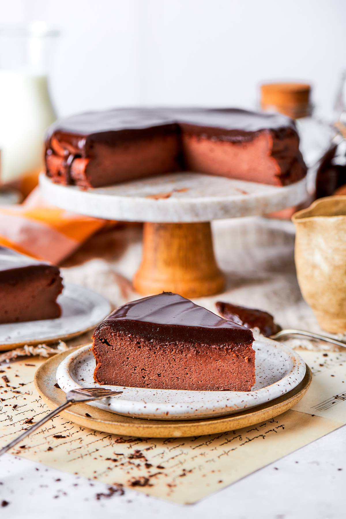 slice of cottage cheese cake on a plate.
