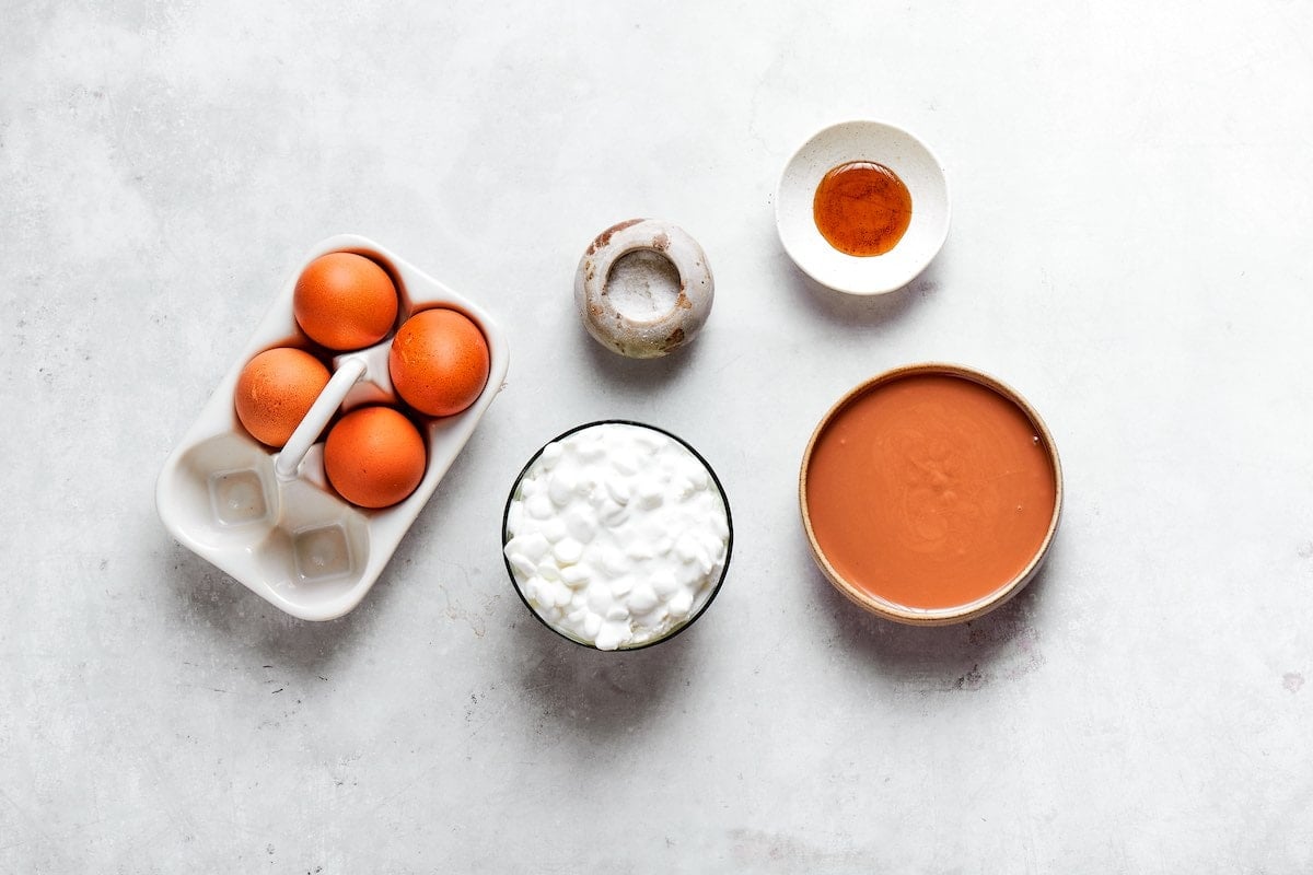 ingredients for cottage cheese chocolate cake.