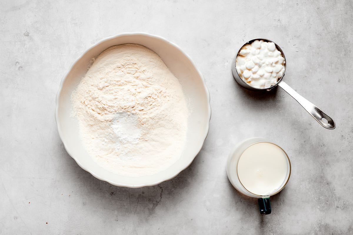 ingredients for cottage cheese donuts.