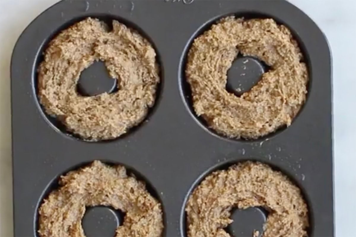 batter added to donut pan.