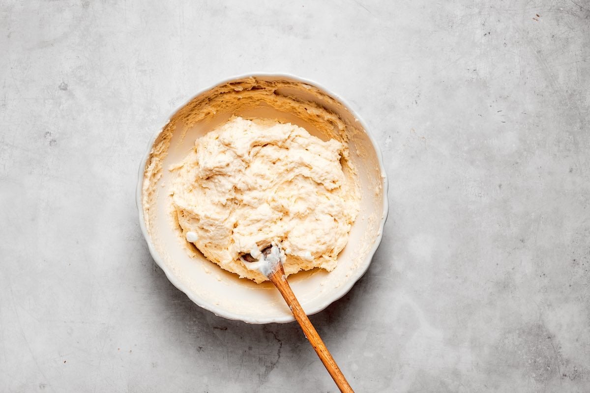 doughnut batter in a bowl.