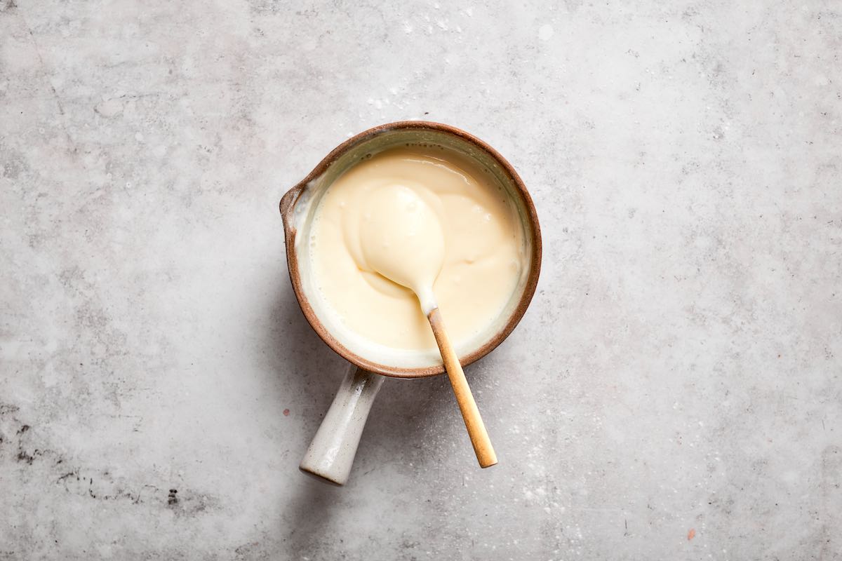cream cheese frosting in a bowl.