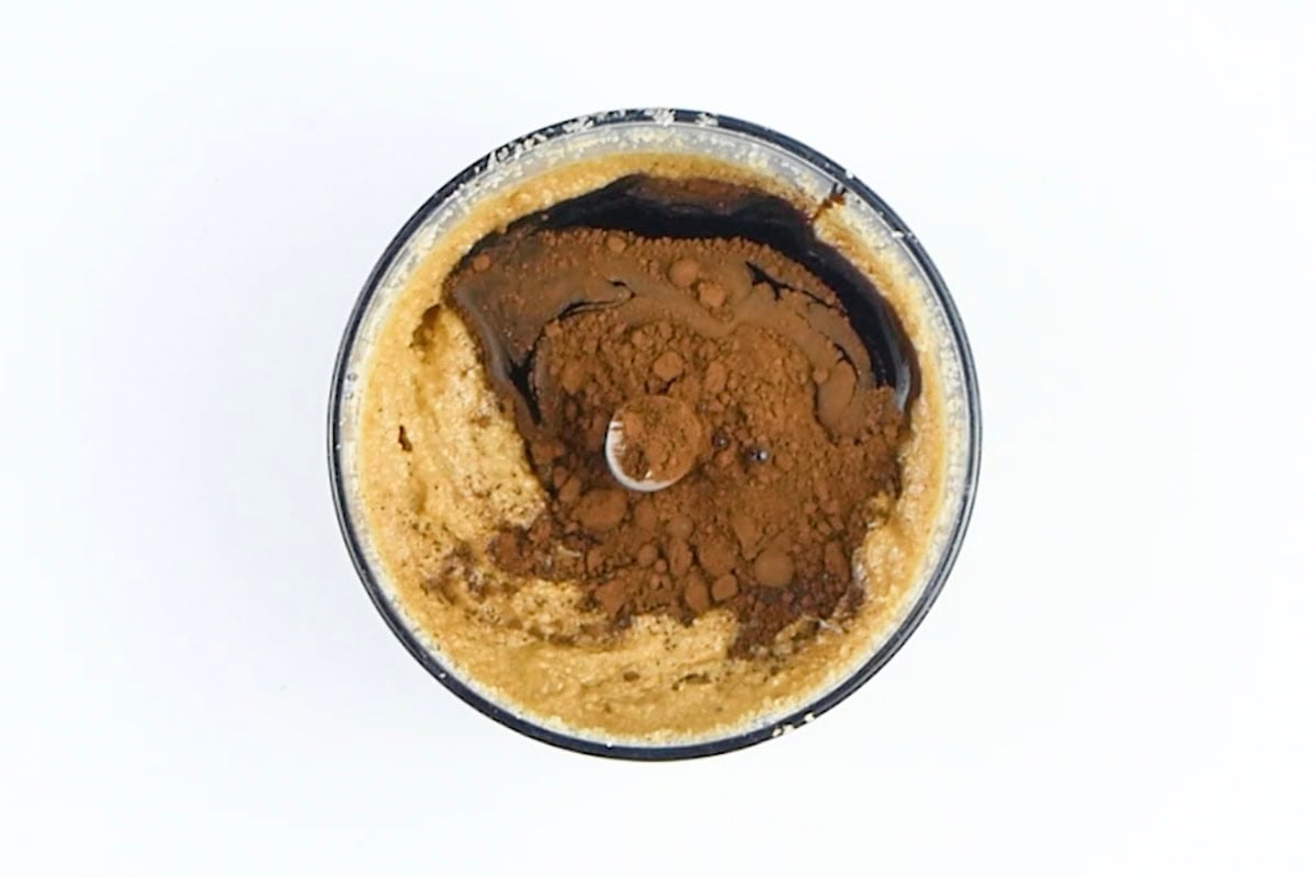 blended hazelnut butter with cocoa powder and maple syrup.