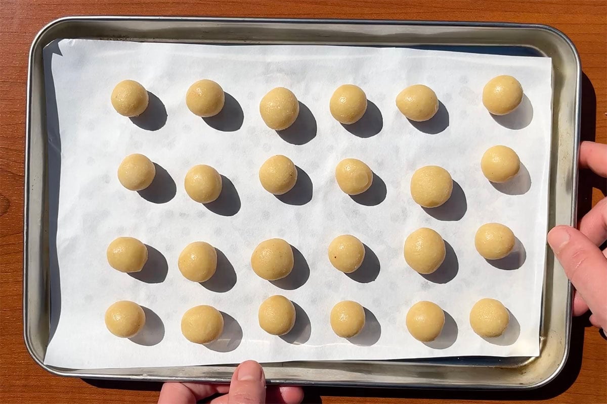 shaped cereal on baking sheet.