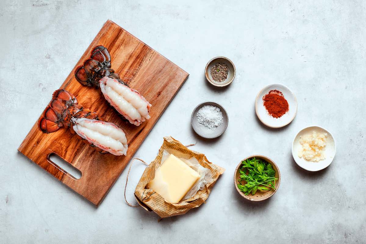 ingredients for air fryer lobster tail. 