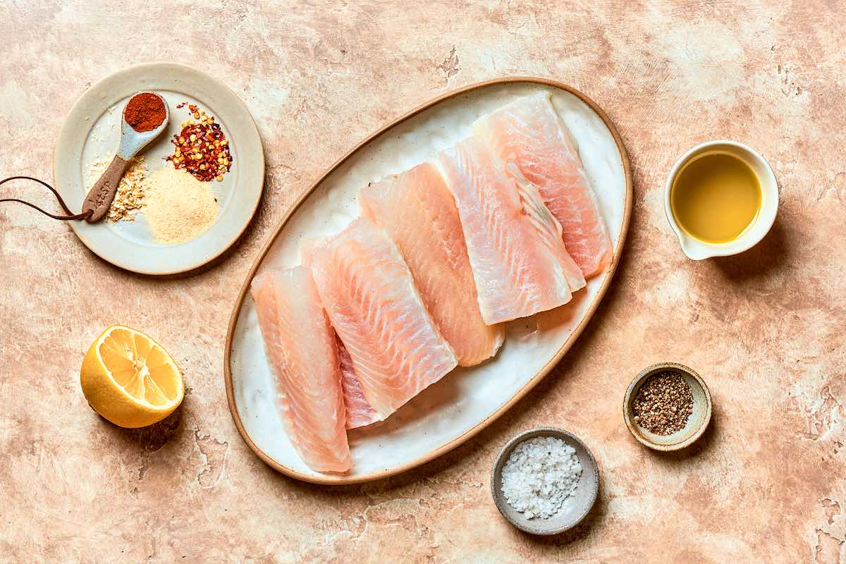 ingredients for air fryer flounder.