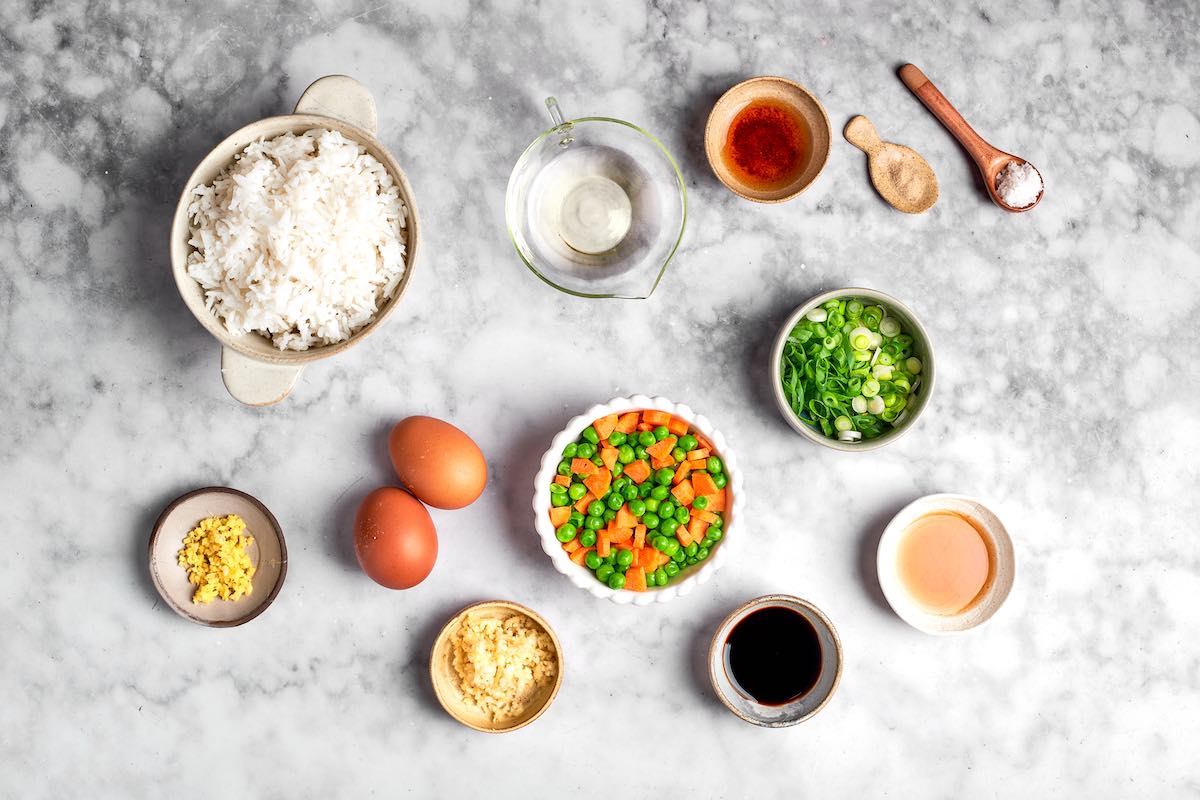 ingredients for air fryer fried rice.