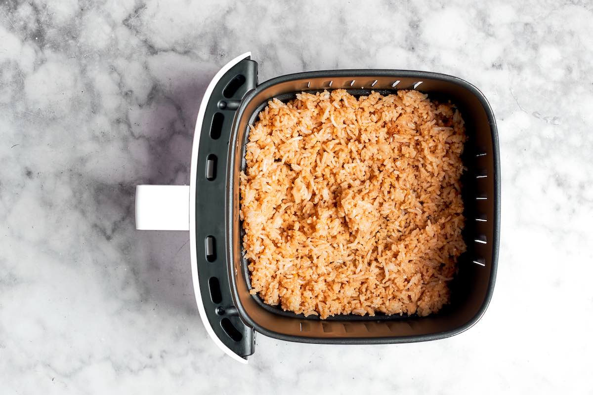 seasoned cold rice in air fryer.