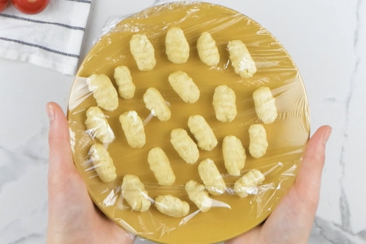 shaped gnocchi on a plate.