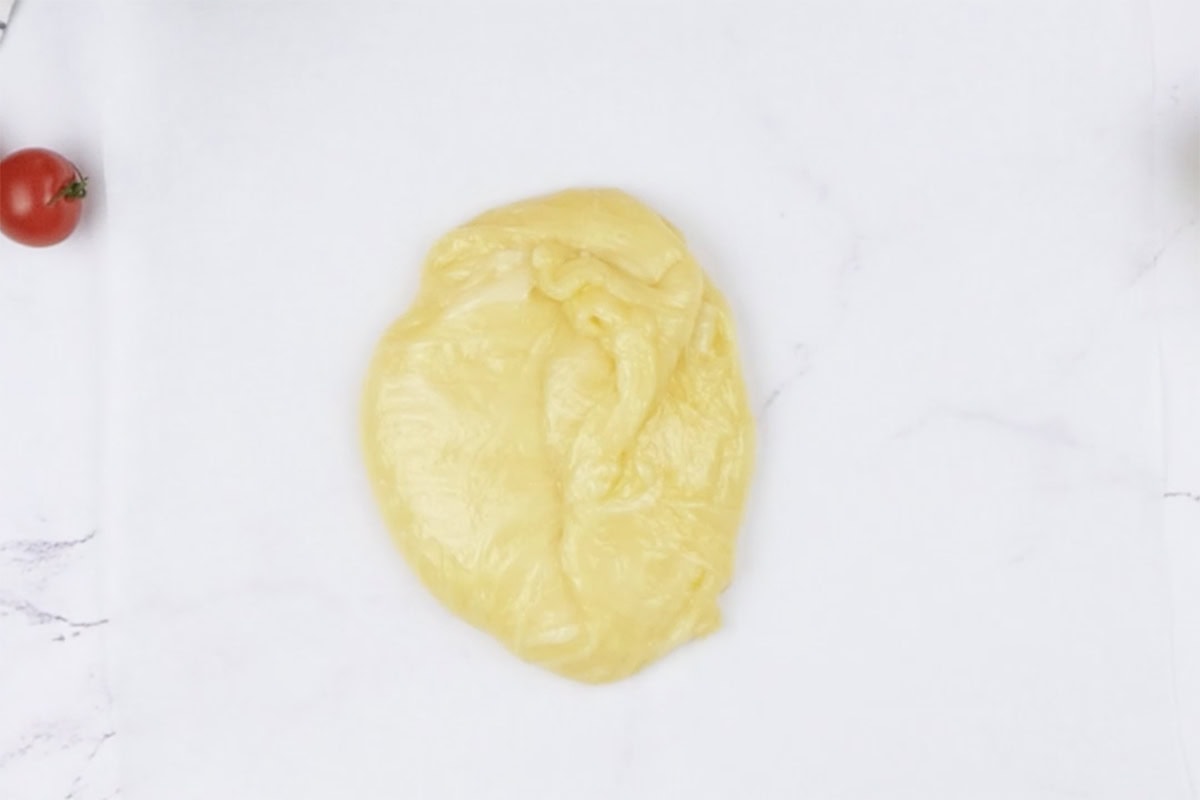 egg yolk and mozzarella mixture.