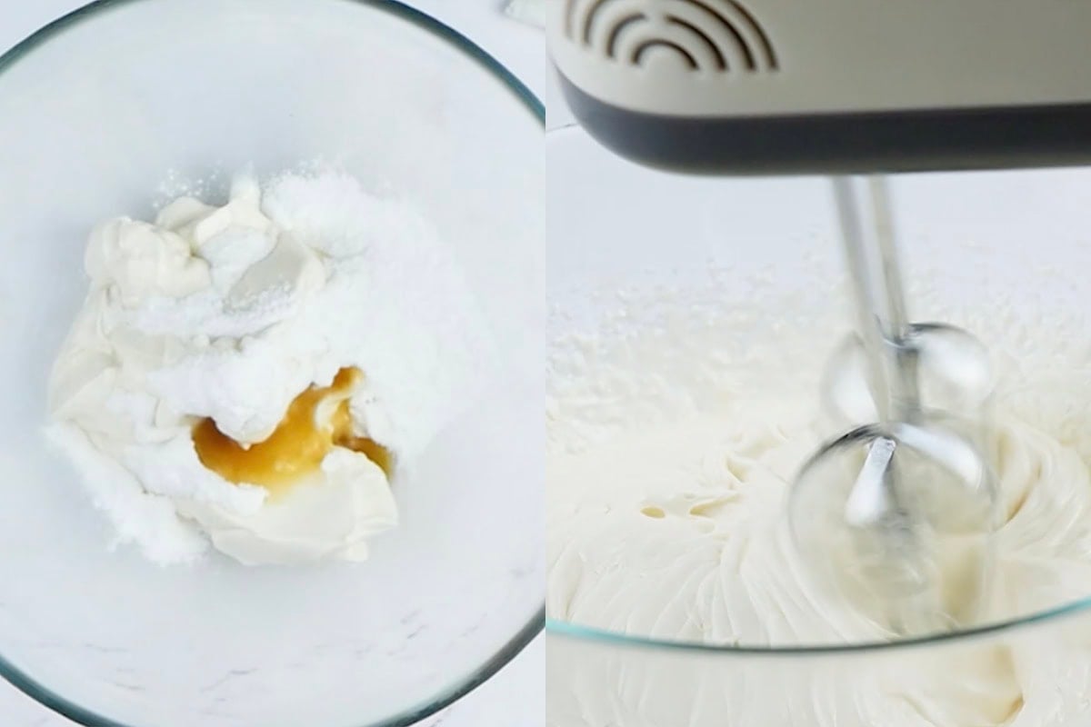 blending keto ice cream mixture until stiff peaks form.